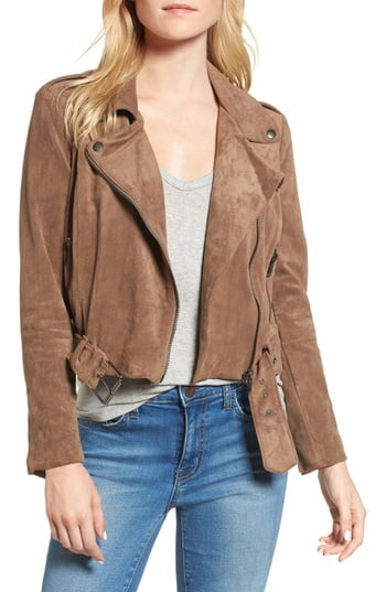 Women's Bb Dakota Waller Faux Suede Moto Jacket, Size X-Small - Brown | Nordstrom