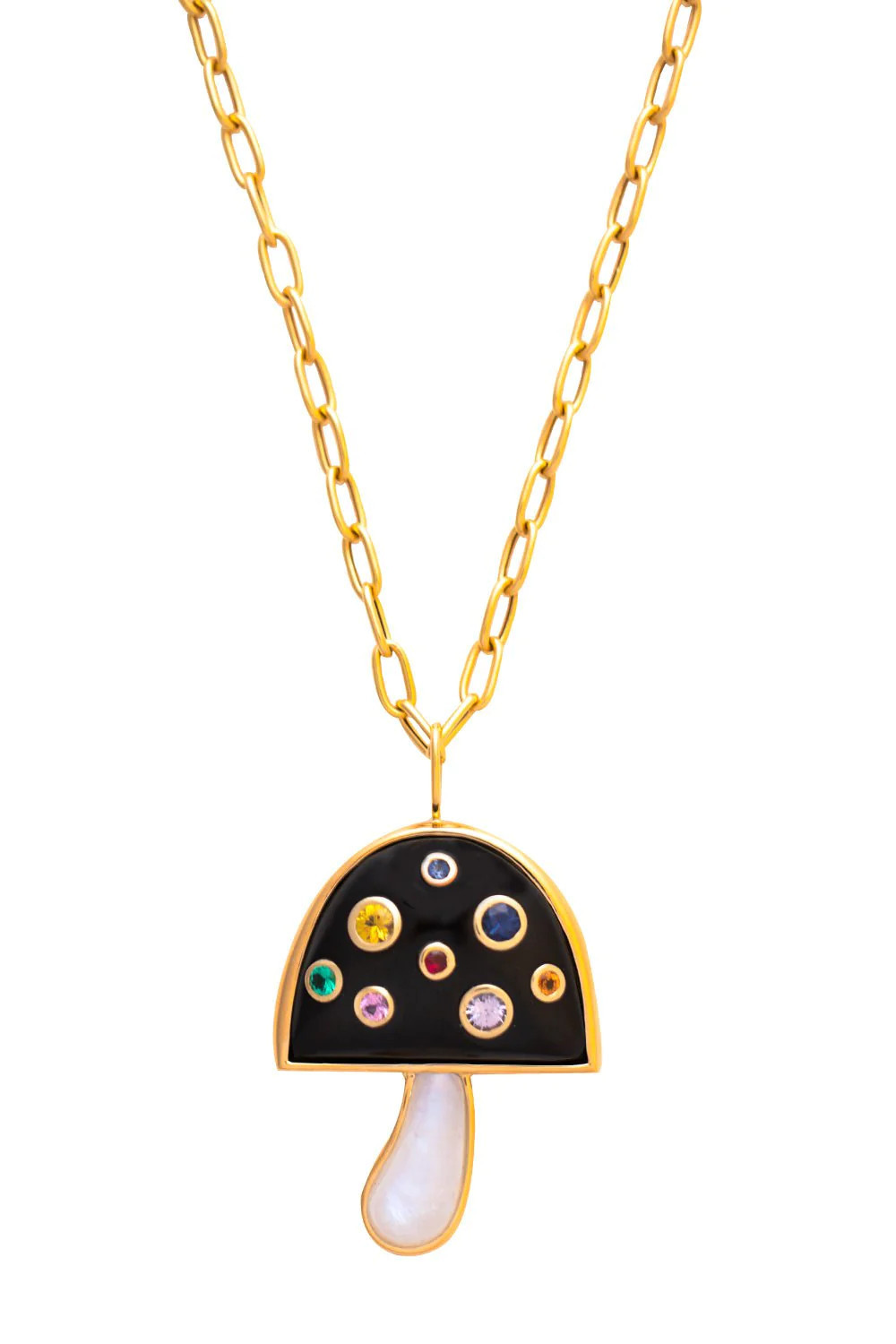 Large Onyx Moonstone Mushroom Necklace | Marissa Collections