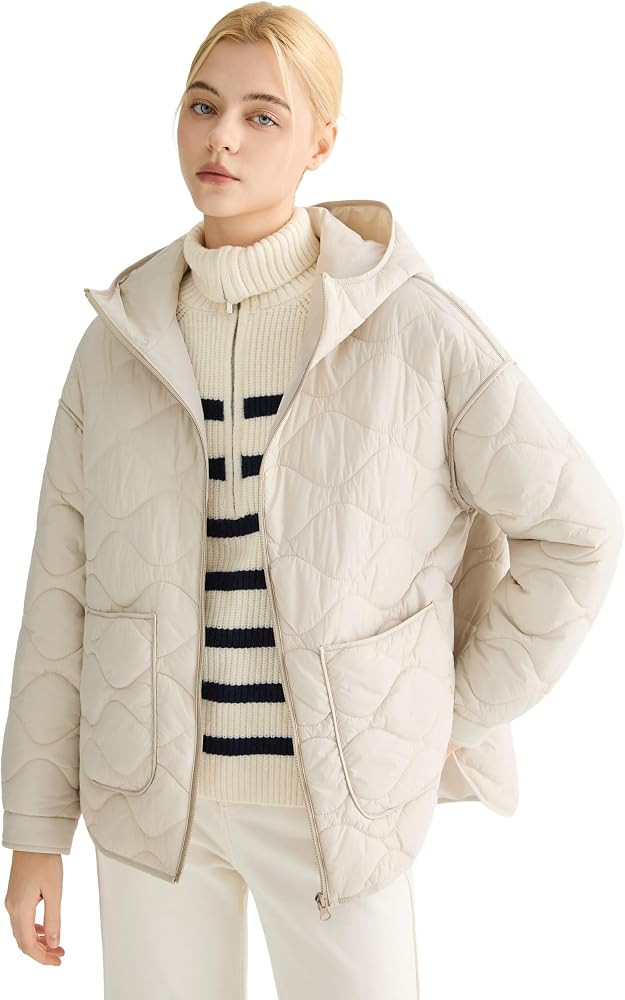 Orolay Women's Quilted Puffer Jacket, Lightweight Hooded Oversized Fit | Amazon (US)
