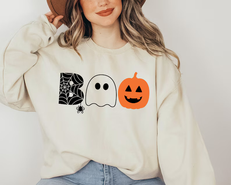 Halloween Boo Sweatshirt, Halloween Ghost Sweatshirt, Halloween Pumpkin Sweatshirt, Spider Hallow... | Etsy (US)