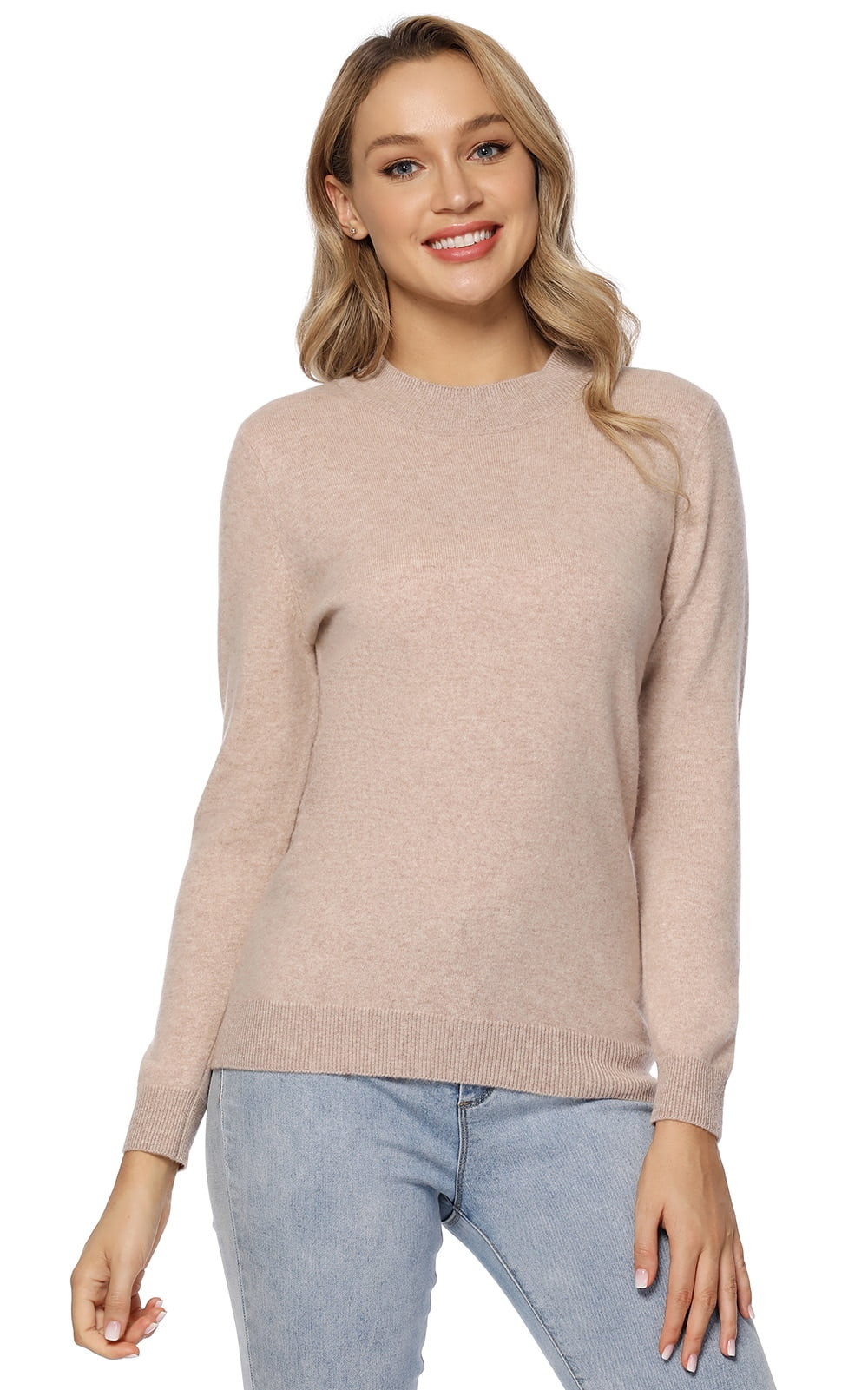 LANPULUX Women's Long Sleeve Soft Wool Cashmere Sweaters Lightweight Crew Neck Tops for Women Pul... | Walmart (US)