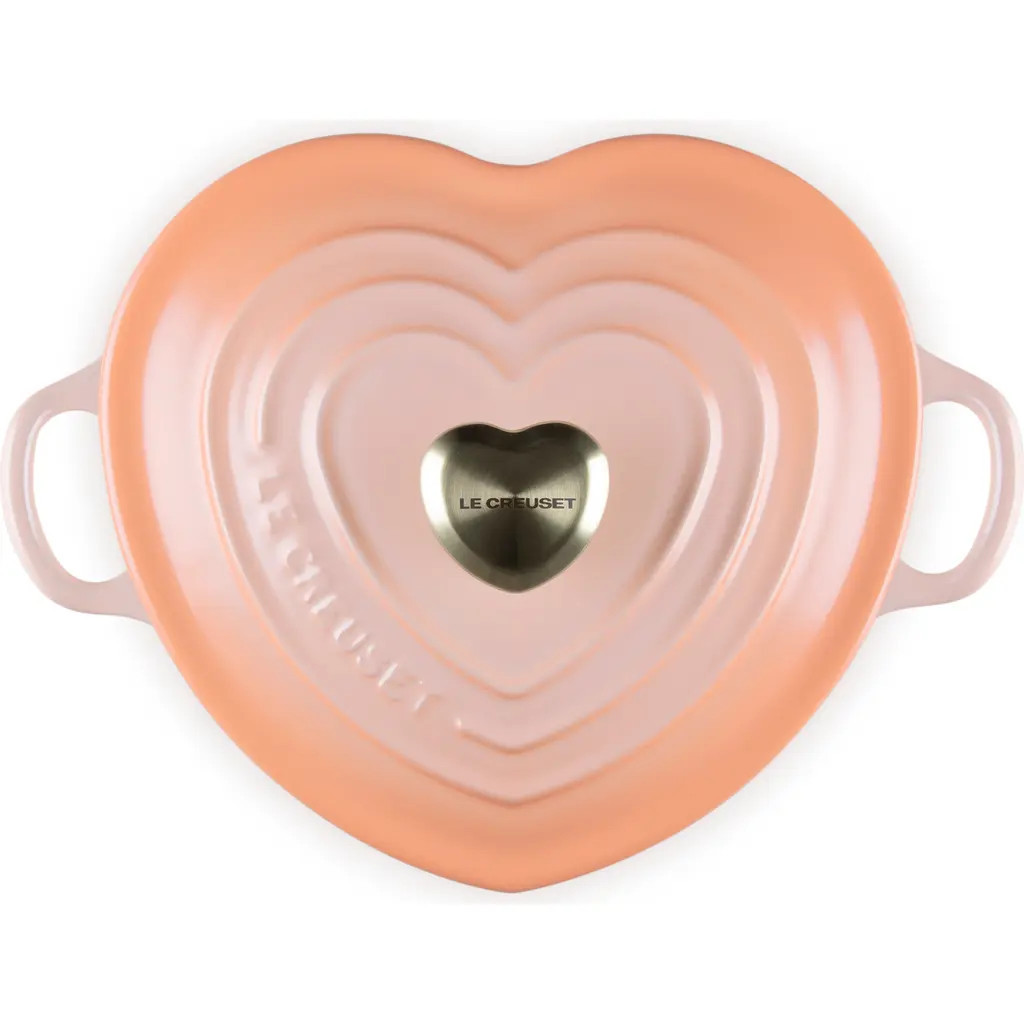 Le Creuset Signature Cast Iron Heart Cocotte in Peche at Nordstrom | Nordstrom