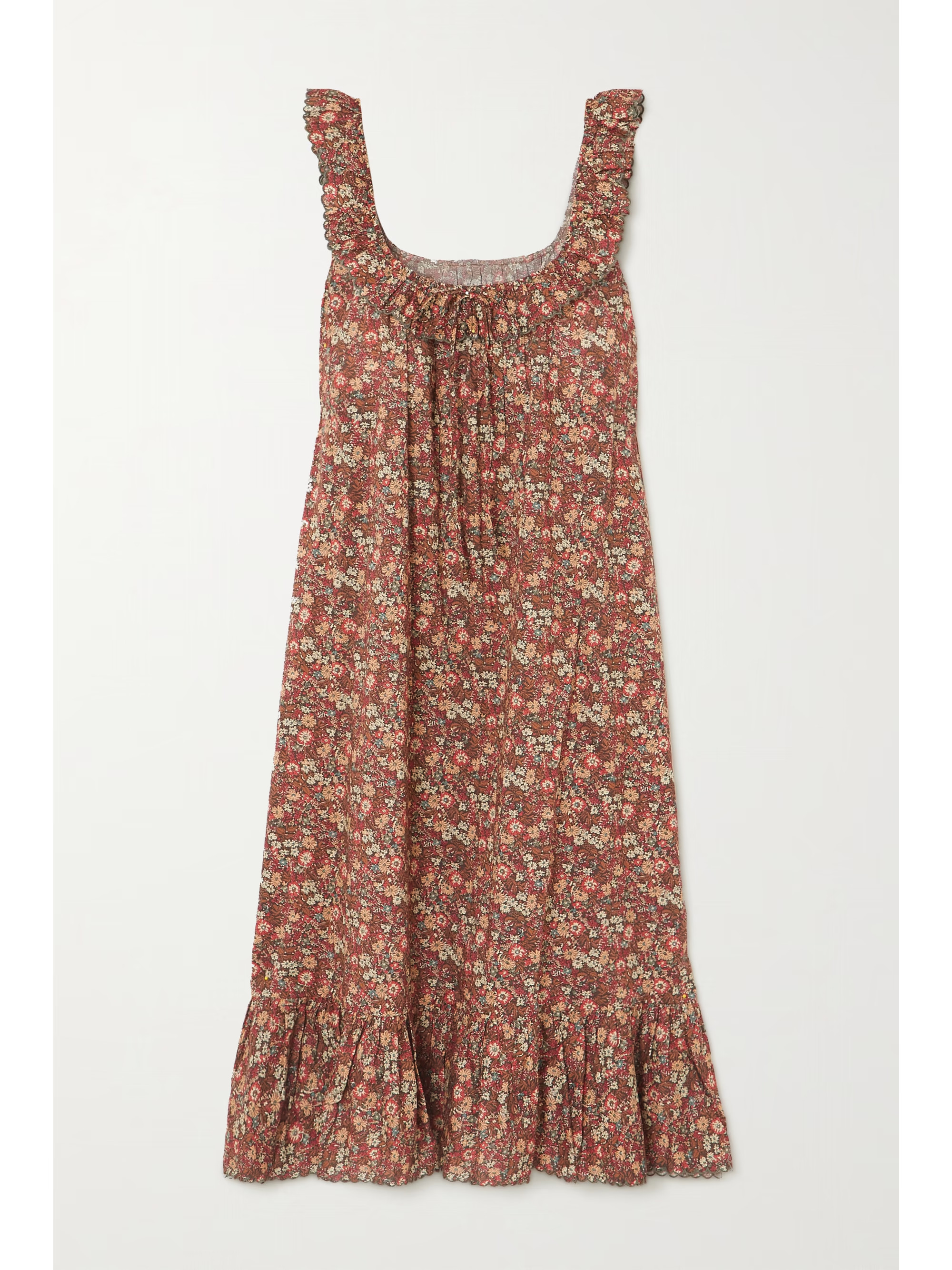 Nymphea ruffled floral-print cotton midi dress | NET-A-PORTER (US)