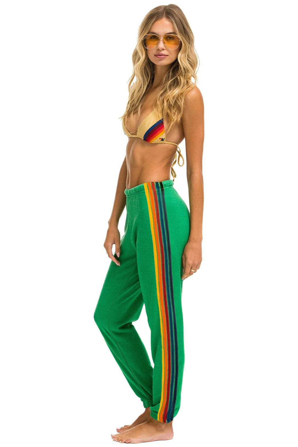 5 STRIPE SWEATPANTS - KELLY GREEN | Aviator Nation