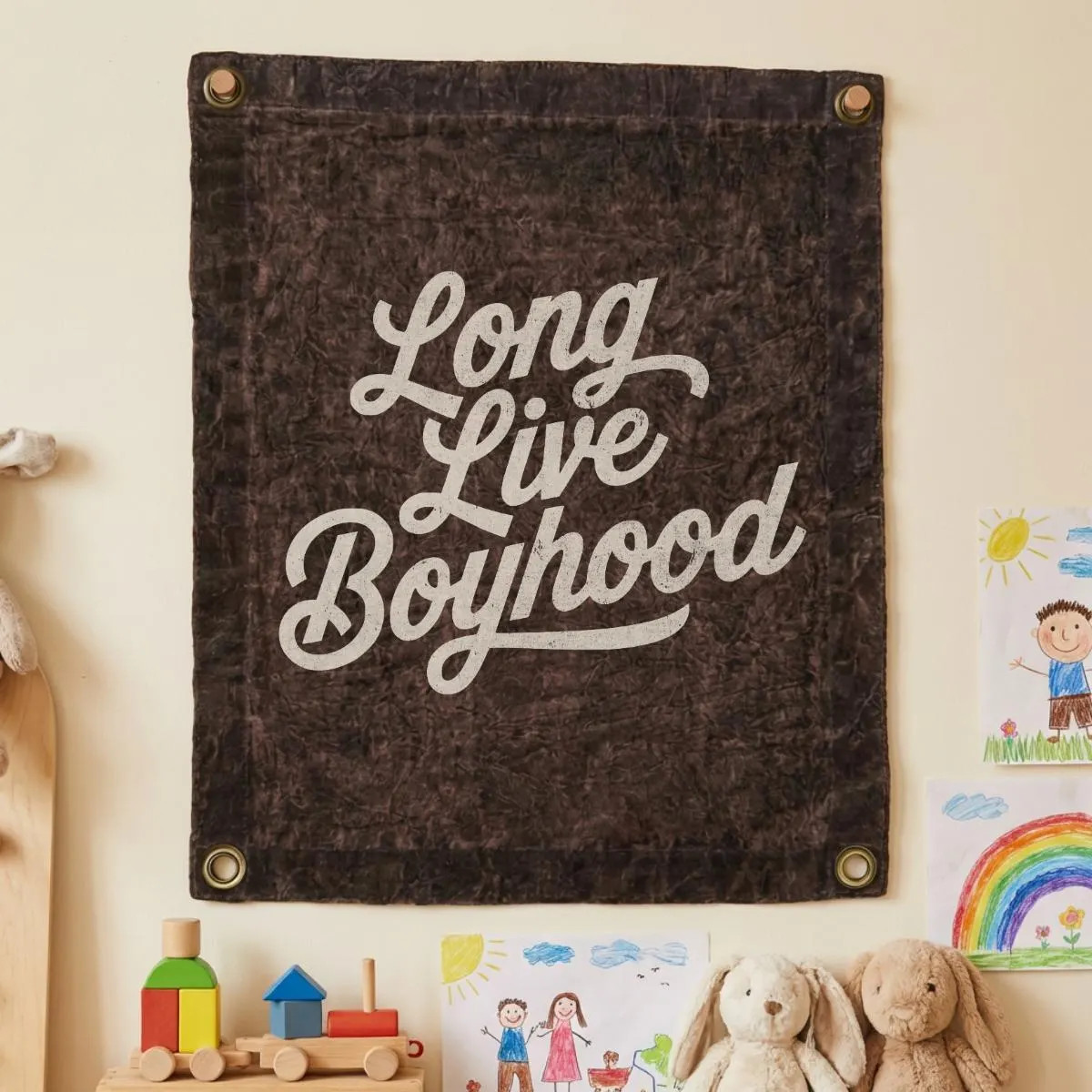Long Live Boyhood Flag | Hanging Canvas Banner | Vintage Canvas Banner | Wall Art Pennant for Nursery | Living Room Decor Pennant | Etsy (Global)