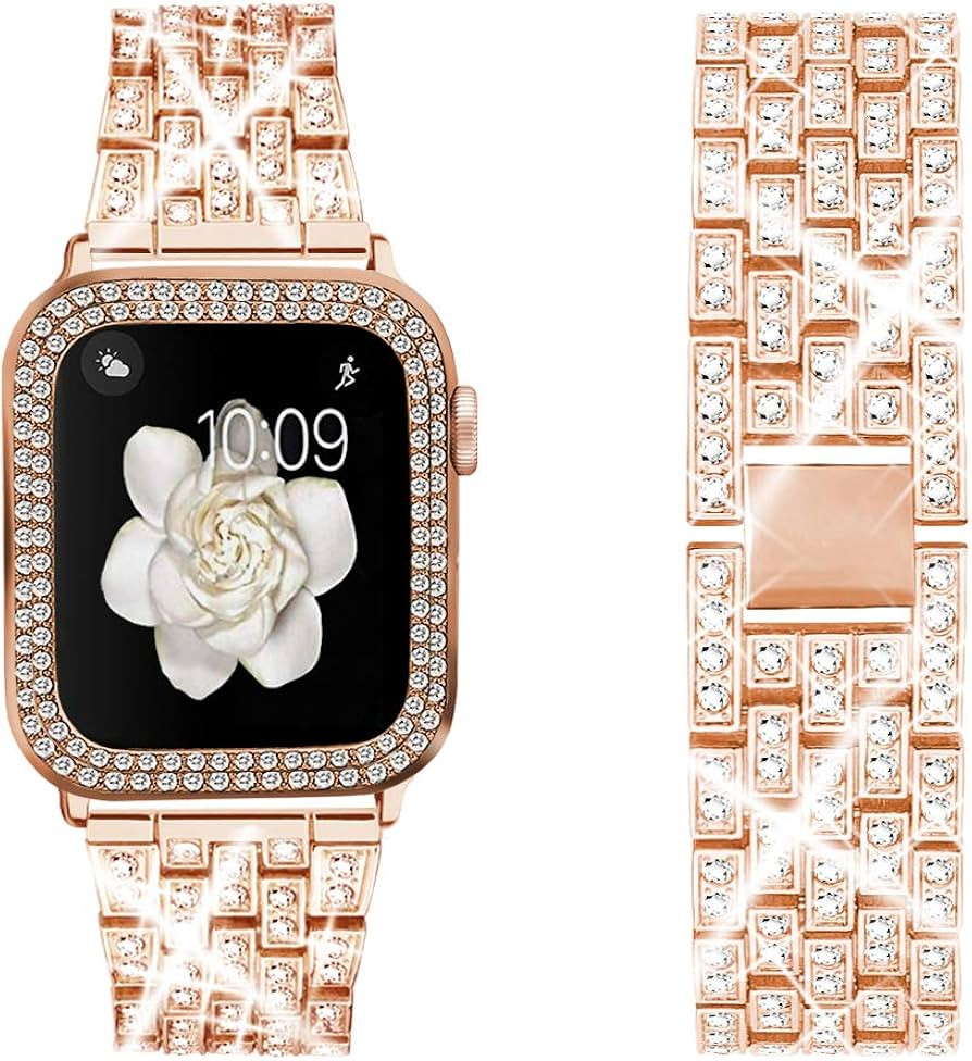 Compatible for Apple Watch Ultra Band 49mm 46mm 45mm 41mm 38mm 40mm 42mm 44mm with 2 Pack Bling C... | Amazon (US)