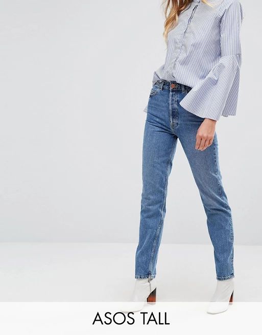 ASOS TALL RECYCLED FLORENCE Authentic Straight Leg Jeans in Mindy Vintage Blue Wash | ASOS US