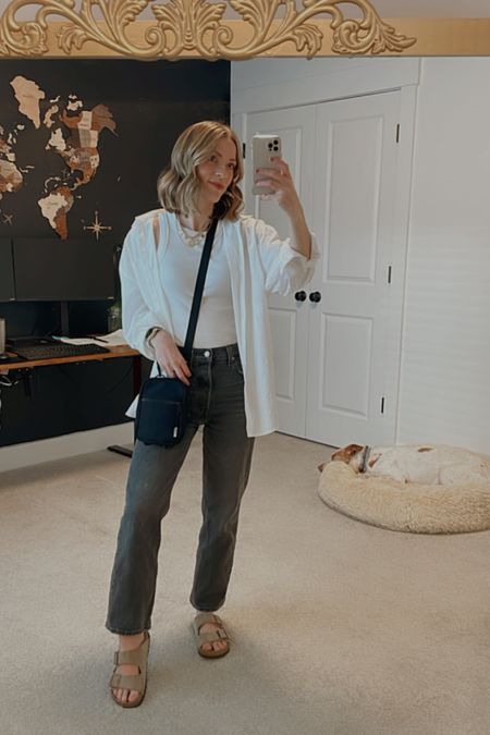 Wearing my favorite everything 🙌🏼 

Levis, boyfriend shirt, jeans and white tee, crossbody, short hair, Birkenstocks. Casual everyday style.

#LTKfindsunder50 #LTKbeauty #LTKstyletip