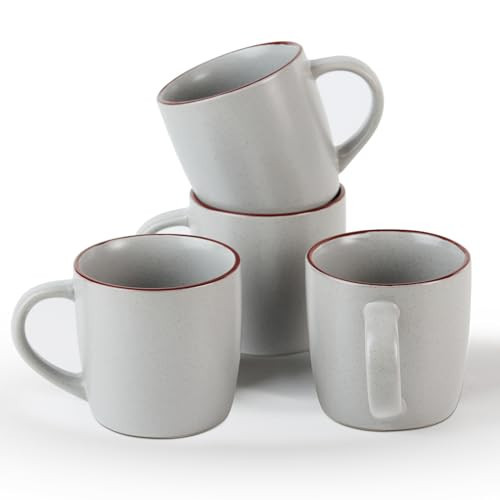 famiware Mercury Coffee Mugs 13 oz, Coffee Mugs Set of 4 with Handle, Cups for Latte, Hot Tea, Cappuccino, Mocha, Cocoa, Light Grey | Amazon (US)