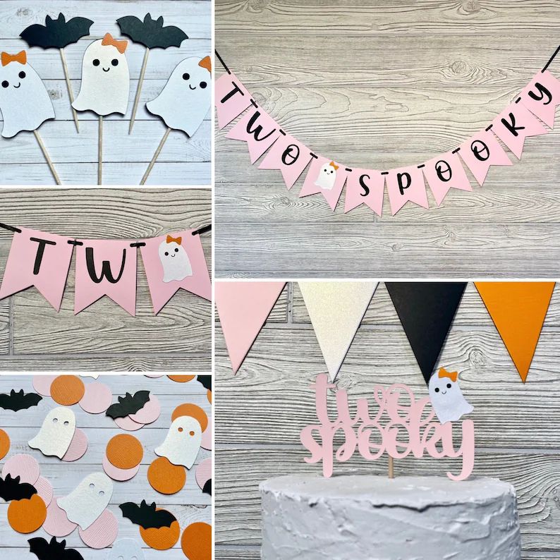 Pink Two Spooky Party Decorations Our Little Boo is Turning - Etsy | Etsy (US)