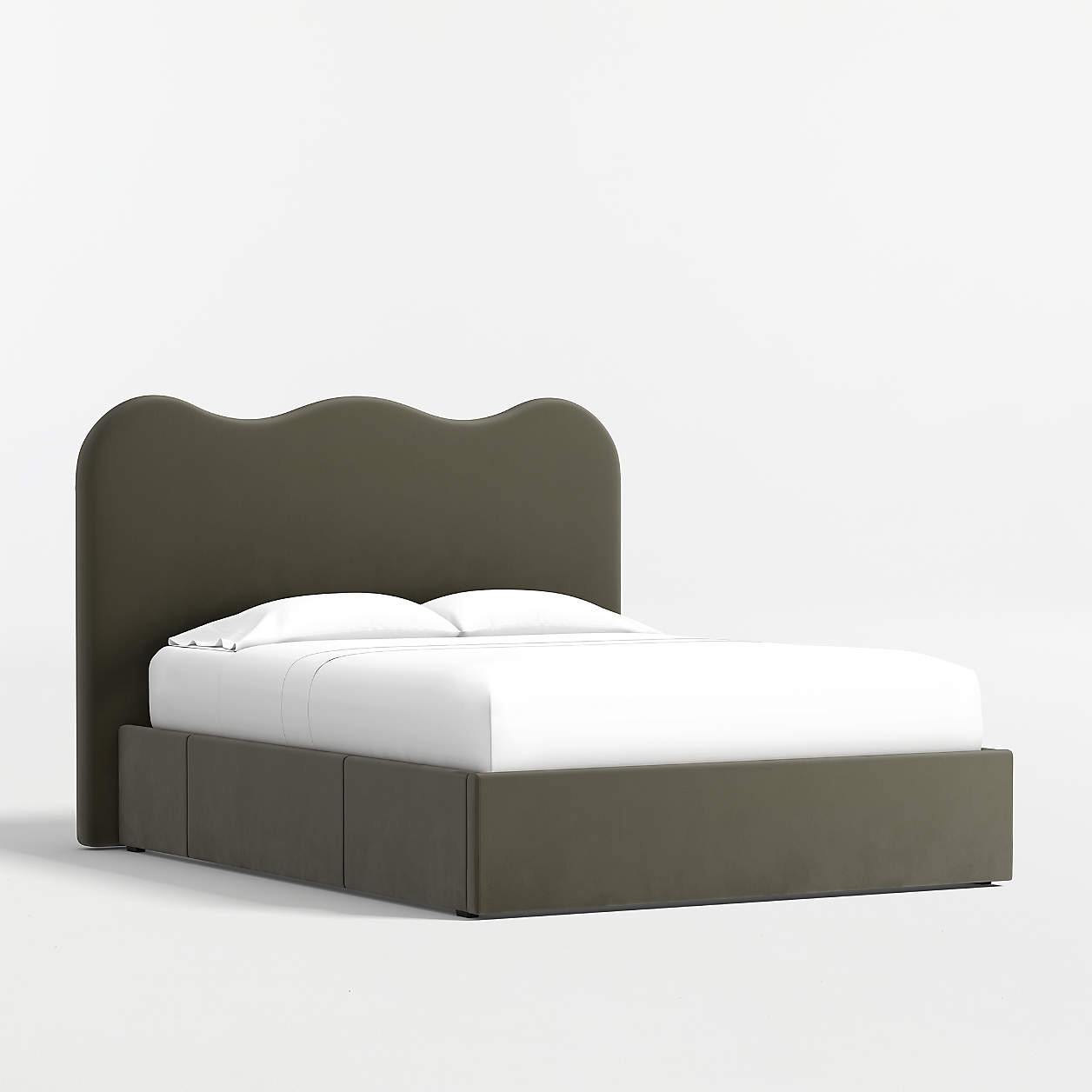 Amara Curved Upholstered King Storage Bed + Reviews | Crate & Barrel | Crate & Barrel