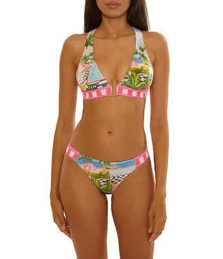 Becca by Rebecca Virtue Miami Beach Texture Seersucker U-Buckle Halter Swim Top & Reversible Hips... | Dillard's