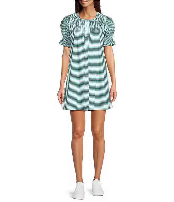 Stripe Scoop Neck Short Sleeve Sailor Dress | Dillard's