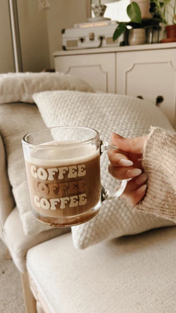 Oversized Clear Coffee Mug Trendy Coffee Mug Clear Aesthetic - Etsy | Etsy (US)