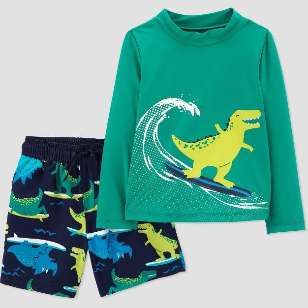 Toddler Boys' Dino Print Rash Guard Set - Just One You® made by carter's Light Teal Green | Target