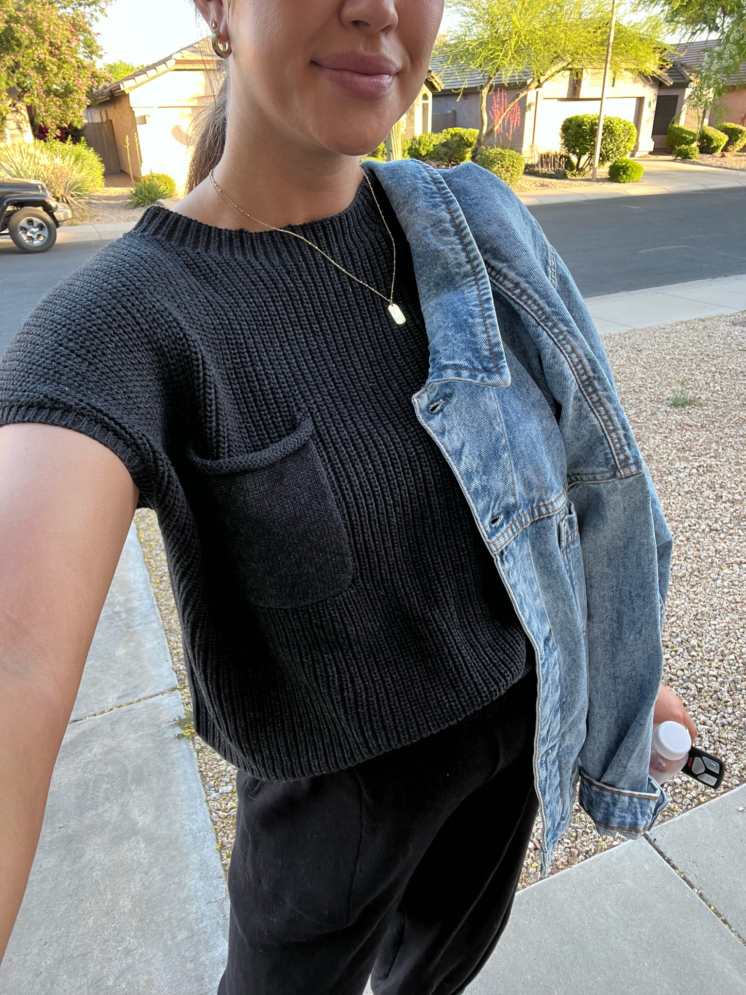 33 weeks pregnant. Went up 1 size to L in set. Wearing true medium in denim jacket

#LTKunder50 #LTKbump #LTKstyletip