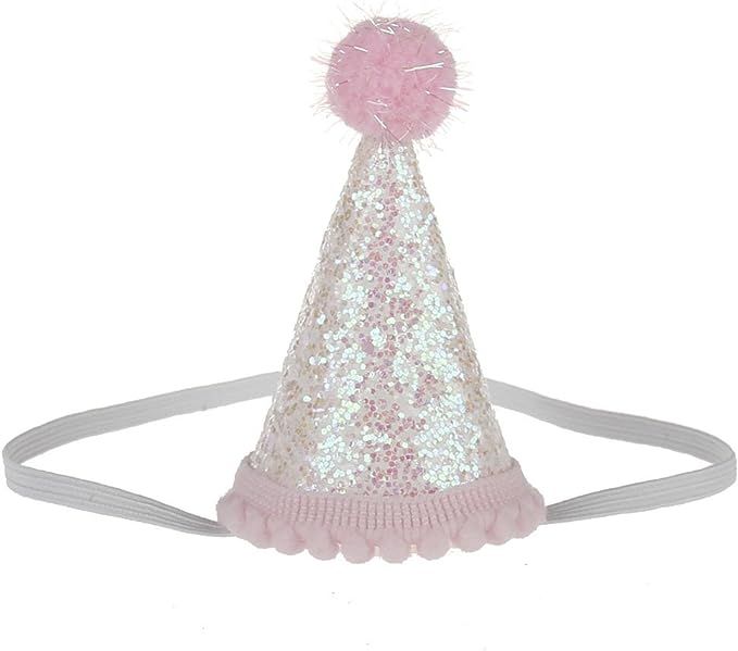 BAOBAO Baby Girl Boy Birthday Party Sequin Crown Hat Headband Mini Hat Photo Prop | Amazon (US)