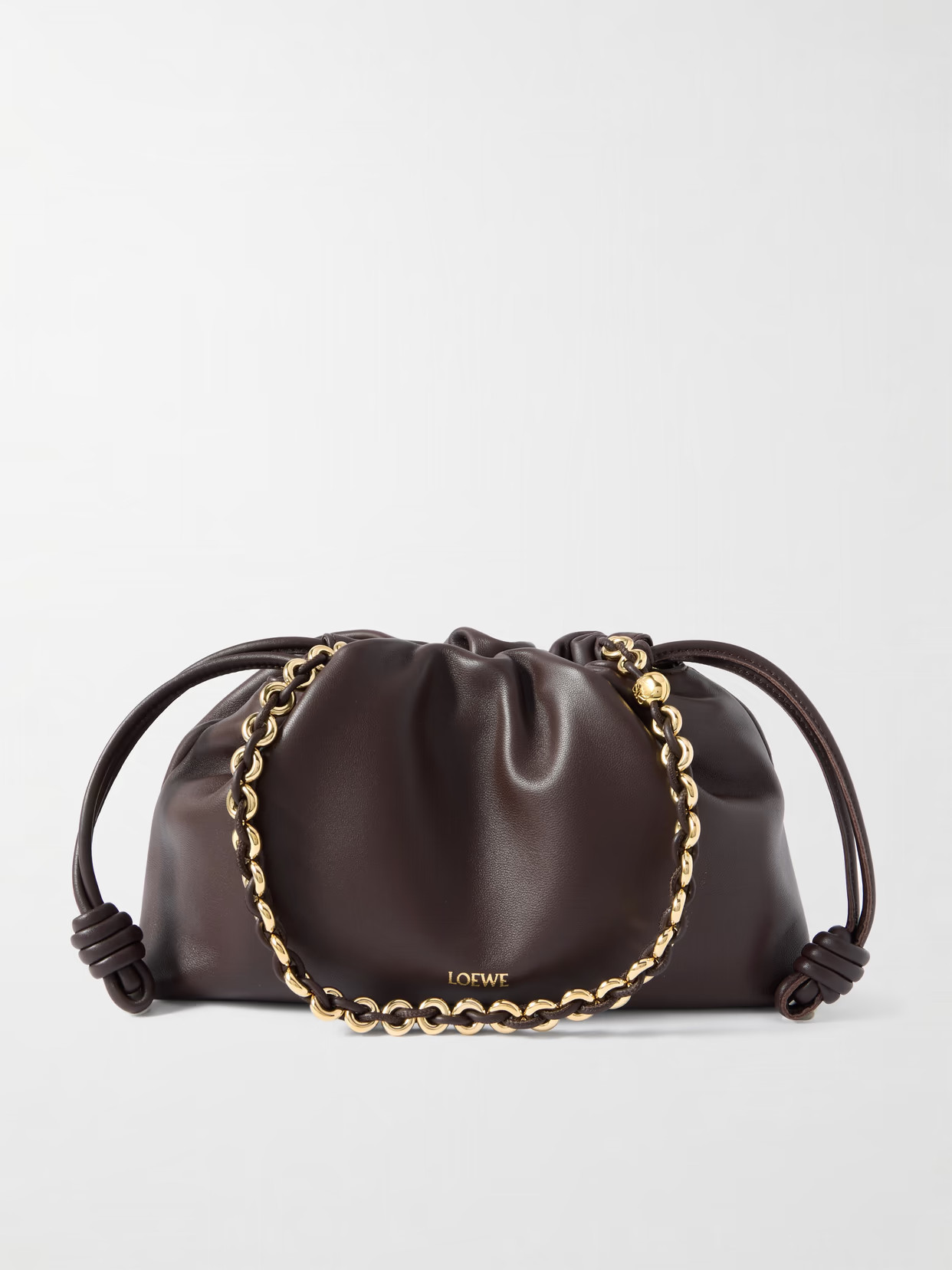 LOEWE - Flamenco Medium Leather Clutch - Brown | NET-A-PORTER (US)