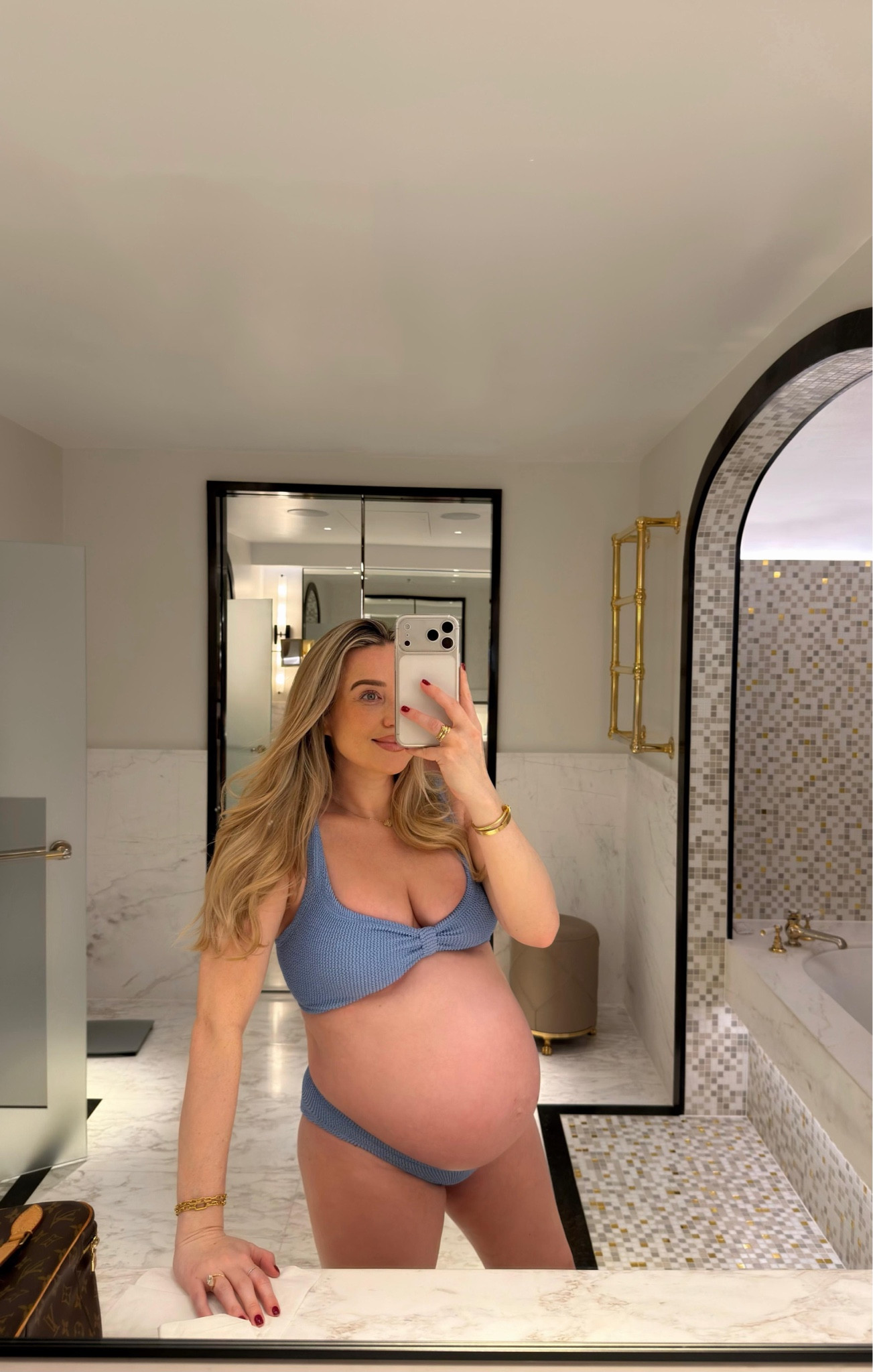 Babymoon London staycation 👶🏻🌙 little blue bikini for the bump

#LTKmaternity #LTKswimwear