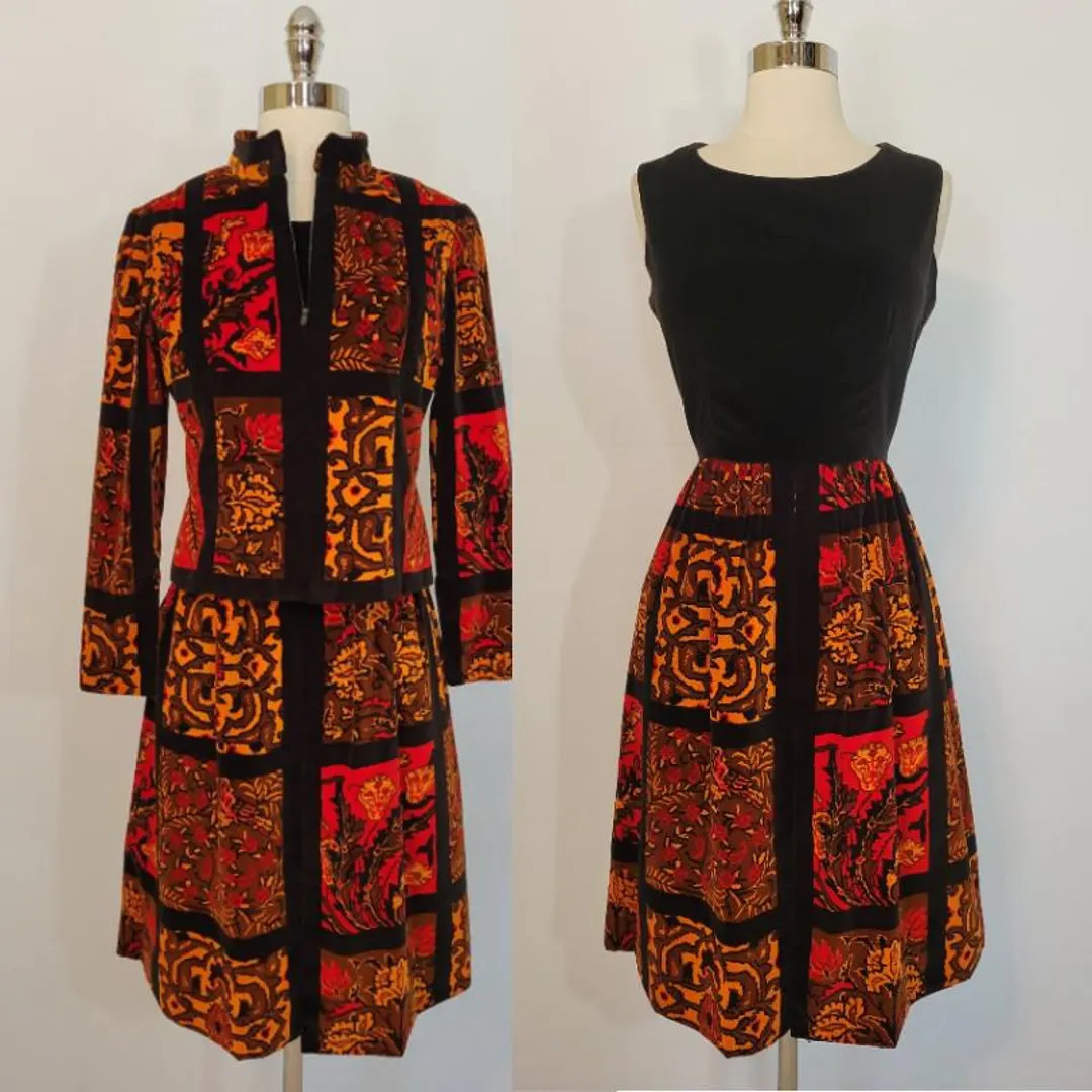 Phenomenal 1960s Oscar De La Renta Boutique Velvet Dress & Jacket Set Suit S Small | Etsy (US)