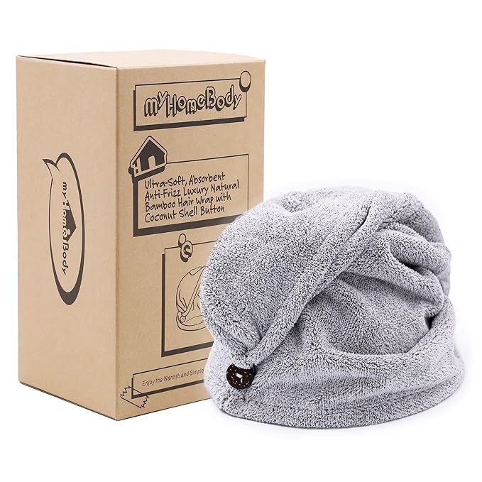 myHomeBody Hair Towel Wrap | Luxury Anti-Frizz Rapid-Dry Hair-Drying Turban | Ultra Soft and Quic... | Amazon (US)