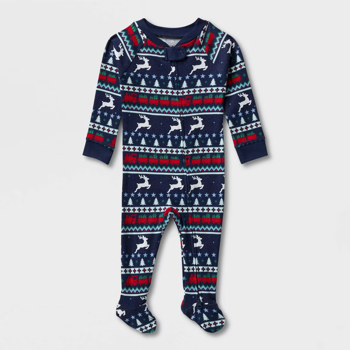 Baby Holiday Reindeer Fair Isle Cotton Matching Family Footed Pajamas - Wondershop™​​​​​​​ Navy 6-9M | Target