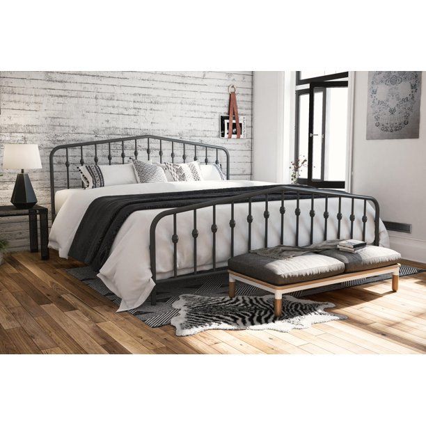 Novogratz Bushwick Metal Bed, King, Gunmetal Gray - Walmart.com | Walmart (US)