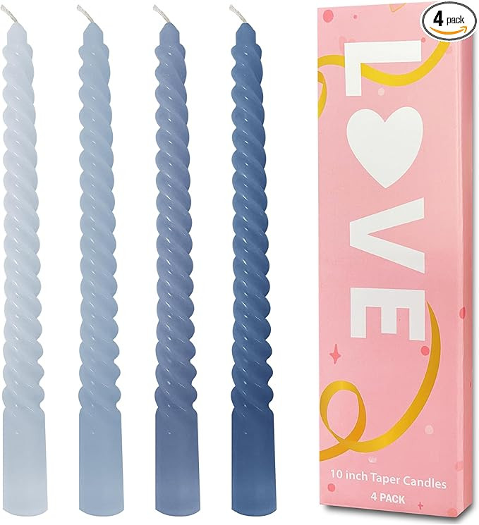 Taper Candles, Spiral Twisted Taper Candles Set of 4, Unscented Taper Candlesticks 10 inch Tall, ... | Amazon (US)