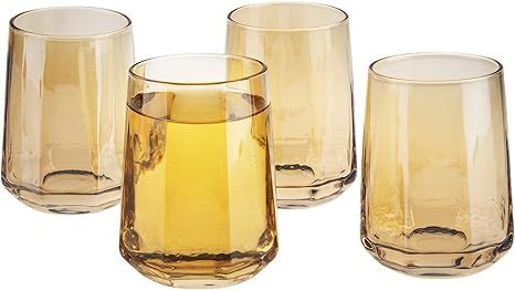 MyGift Vintage Style Amber Glassware Set of 4, Stemless Wine Glasses | Amazon (US)