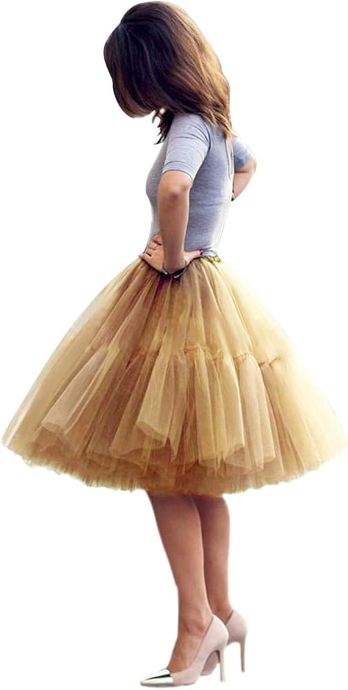 Babyonline Lady's Princess Tutu Tulle Midi Knee Length Skirt Underskirt | Amazon (US)