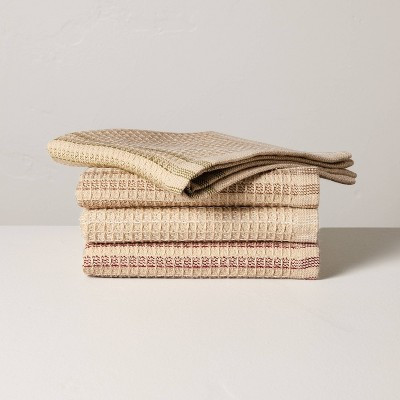 Set of 4 Fall Dishcloths Cream with Stripes - Hearth & Hand™ with Magnolia | Target