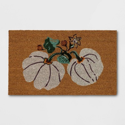 1'6"x2'6" Pumpkin Floral Coir Doormat White - Threshold™ | Target