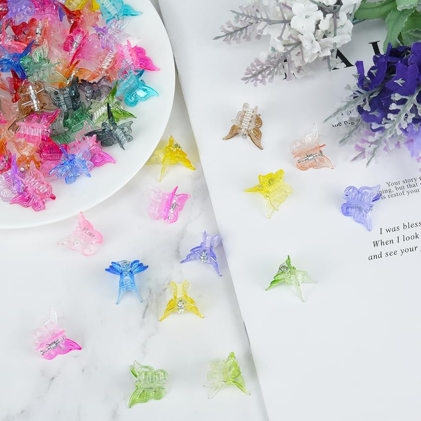 EAONE 50 Pieces Butterfly Hair Clips Pastel Mini Cute Hair Accessories for 90s Girls Women with B... | Amazon (US)