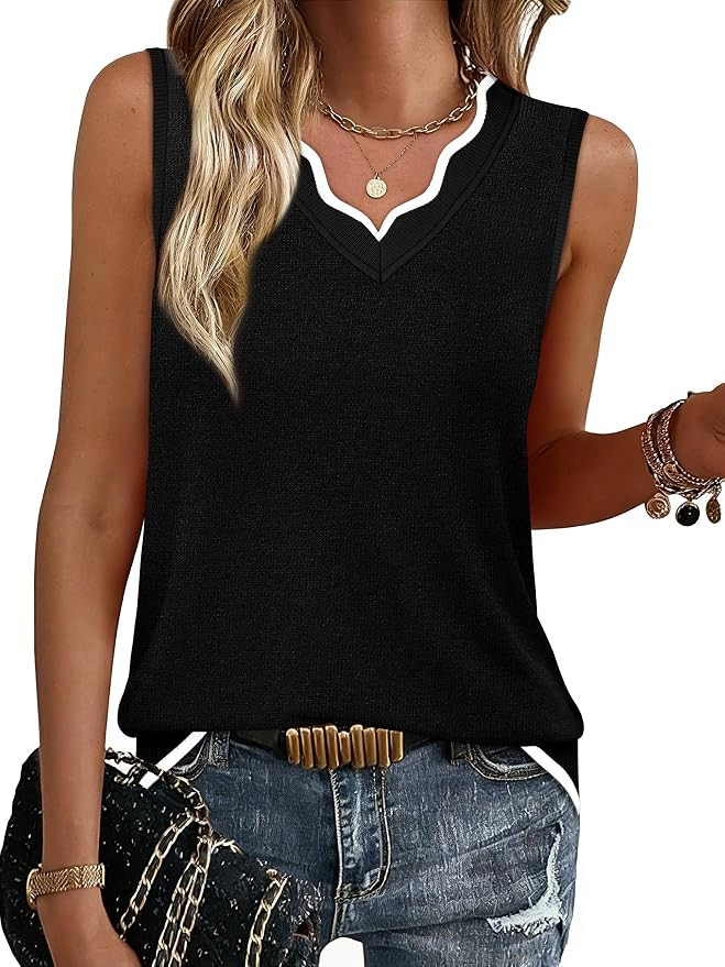 WIHOLL Womens V Neck Lightweight Sweaters Vest Dressy Casual Trendy Tank Tops All-Season Cozy Out... | Amazon (US)
