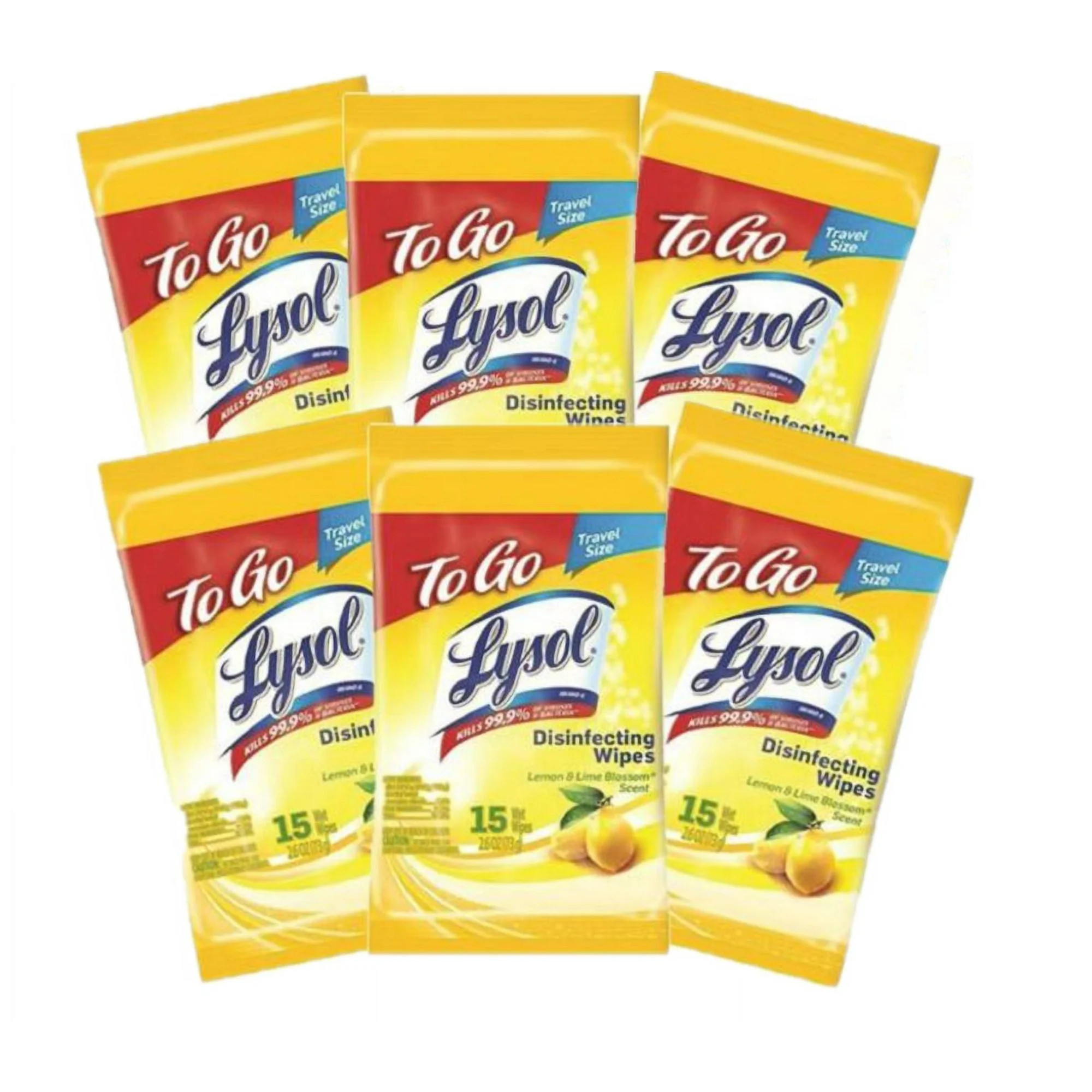 Lysol Disinfecting Wipes, On the Go Travel Size, Lemon Scent, 6 Pack Value Size | Walmart (US)