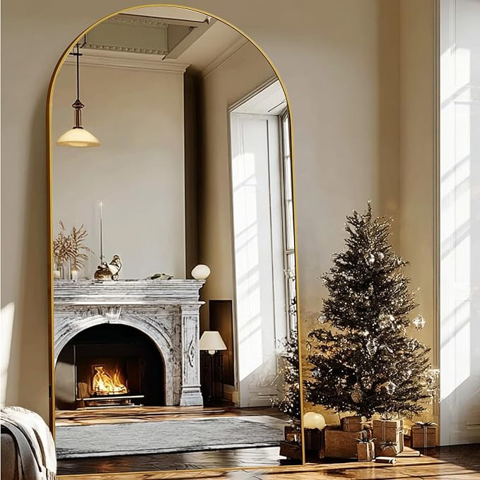 Beauty4U 79" x 39" Arched Full Length Mirror with Stand, Gold Floor Mirror | Large Standing, Lean... | Amazon (US)