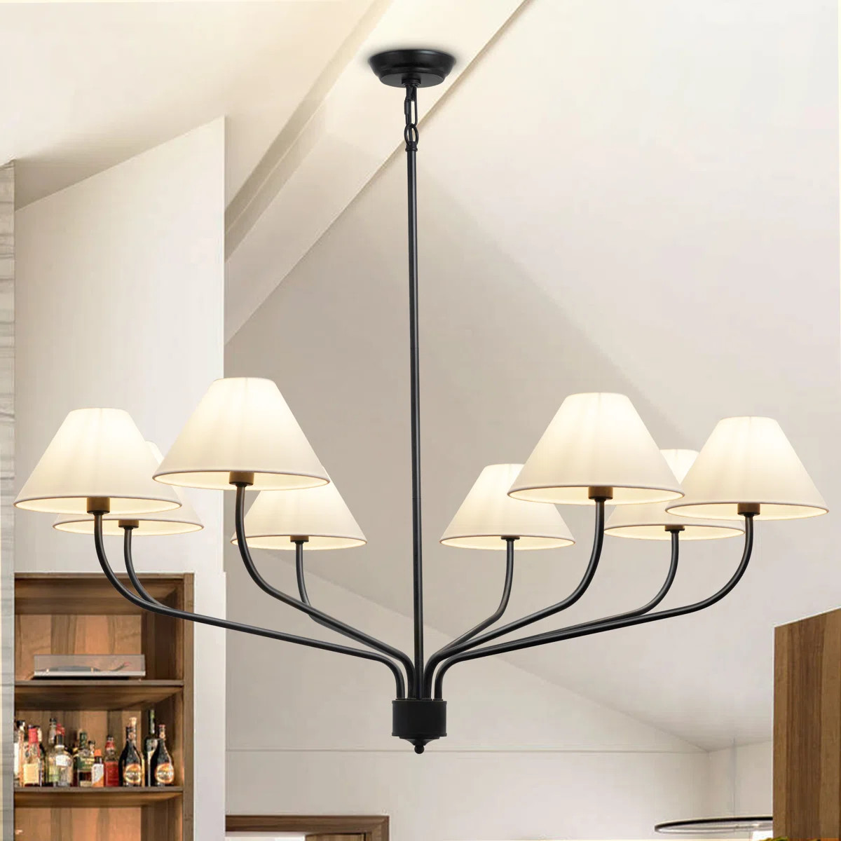 8-light Classic Dimmable Chandelier With Fabric Shades Black Chandelier Classic/traditional Chand... | Wayfair North America