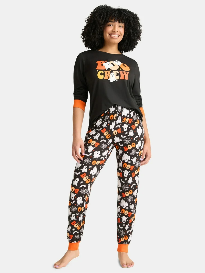 Halloween Women's Matching Family Pajama Set from Way to Celebrate, 2-Piece, Sizes S-3X | Walmart (US)