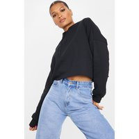 Black Oversized Fit Cropped Hoodie | PrettyLittleThing US