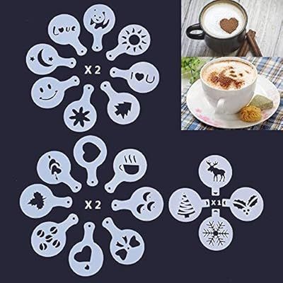 LH&C 36 Pcs Coffee Art Stencils for Latte Cappuccino for Adult Kids Barista + One Spoon and One M... | Amazon (US)