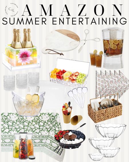 Amazon Summer Entertaining! Hosting essentials for that backyard party, BBQ and more! Casual entertaining finds. 

Outdoor party, host, hostess, hosting, outdoor casual finds, carafe, drink dispenser, ice mold, block print table cloth, block print napkins, reusable cute napkins, charcuterie cups, fondue set, mixing bowls, serving bowls, condiment chiller, hobnail glasses, melamine tray, ice bucket, cutting board, marble charcuterie board, serving utensils, utensil caddy

#LTKSeasonal #LTKFindsUnder50 #LTKSummerSales