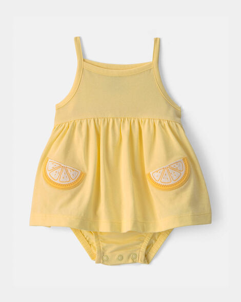 Baby Girl Lemon Sleeveless Bodysuit Dress - Yellow | Carter's Inc