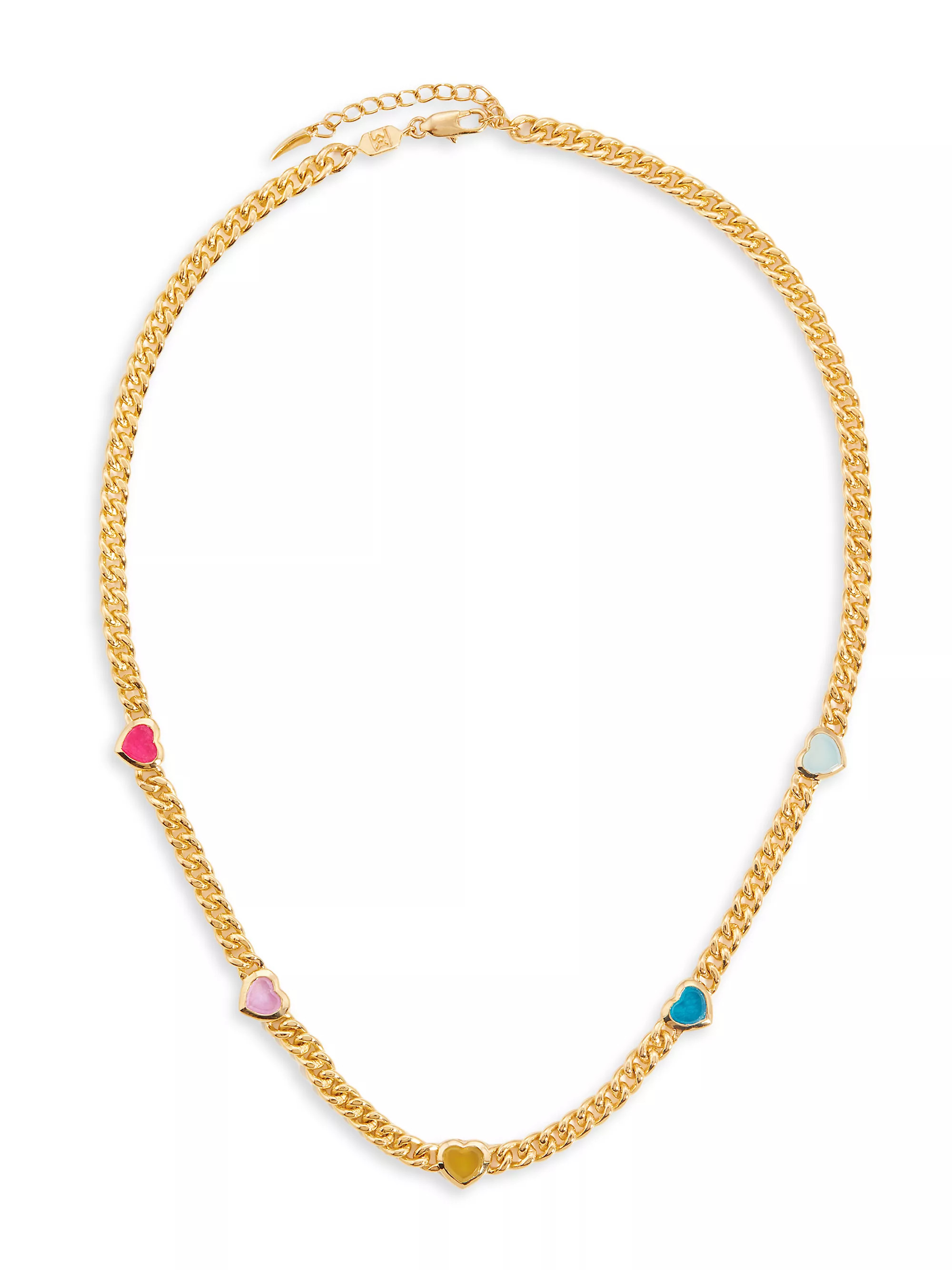 Shop Missoma Peace And Love Jelly Heart 18K-Gold-Plated, Chalcedony &amp; Quartz Curb Chain Neckl... | Saks Fifth Avenue