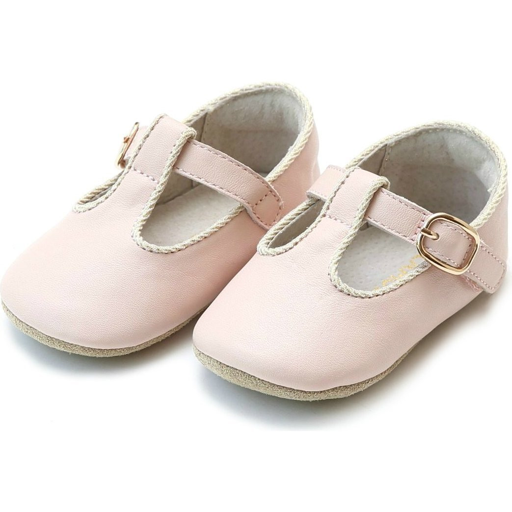 Evie T-Strap Mary Jane Crib Shoe, Pink | Maisonette