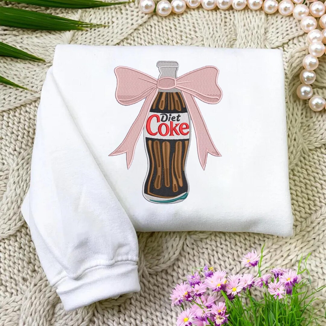 Diet Coke Pink Bow Embroidered Sweatshirt, Diet Coke Sweatshirt, Diet Coke Lover Embroidered Swea... | Etsy (US)