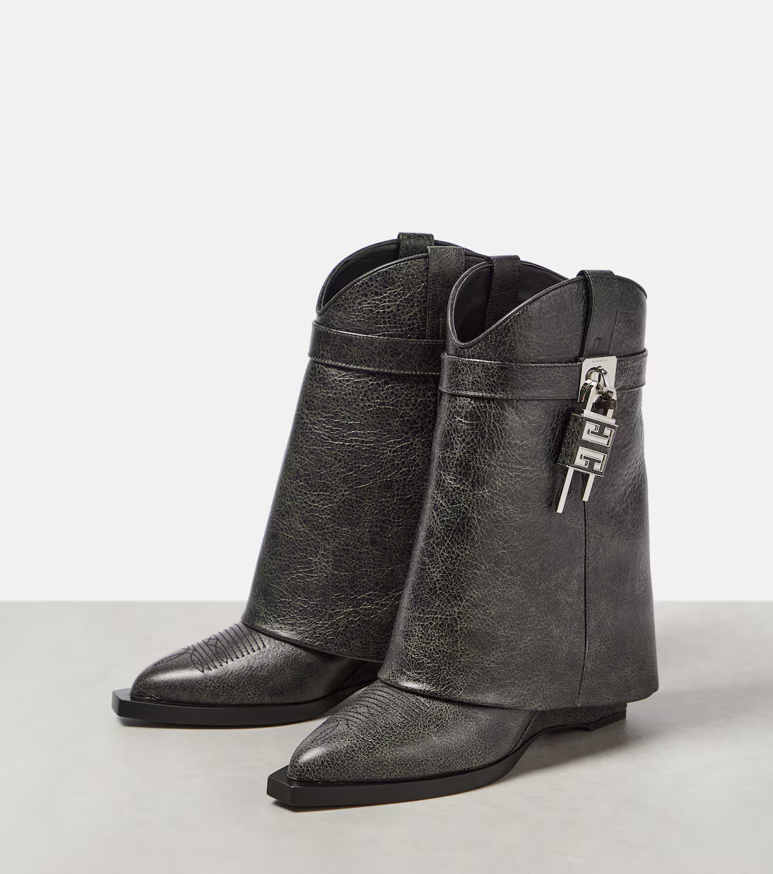 Shark Lock leather ankle boots | Mytheresa (US/CA)