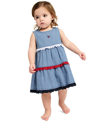 Tommy HilfigerBaby Girls' Lace Trim Denim A-line Dress and Diaper Cover, 2-Piece Set | Macy's