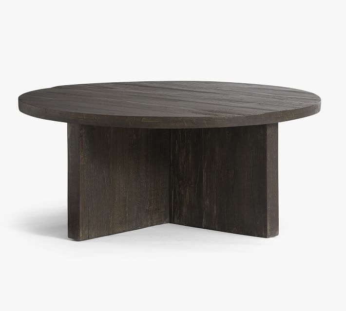 Rocklin Round Reclaimed Wood Coffee Table, Rustic Black, 42"L | Pottery Barn (US)