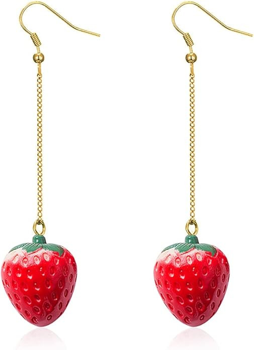 Strawberry Drop Dangle Earrings for Women, Red Cute Strawberry Dangle Earring, Simulated Strawber... | Amazon (US)