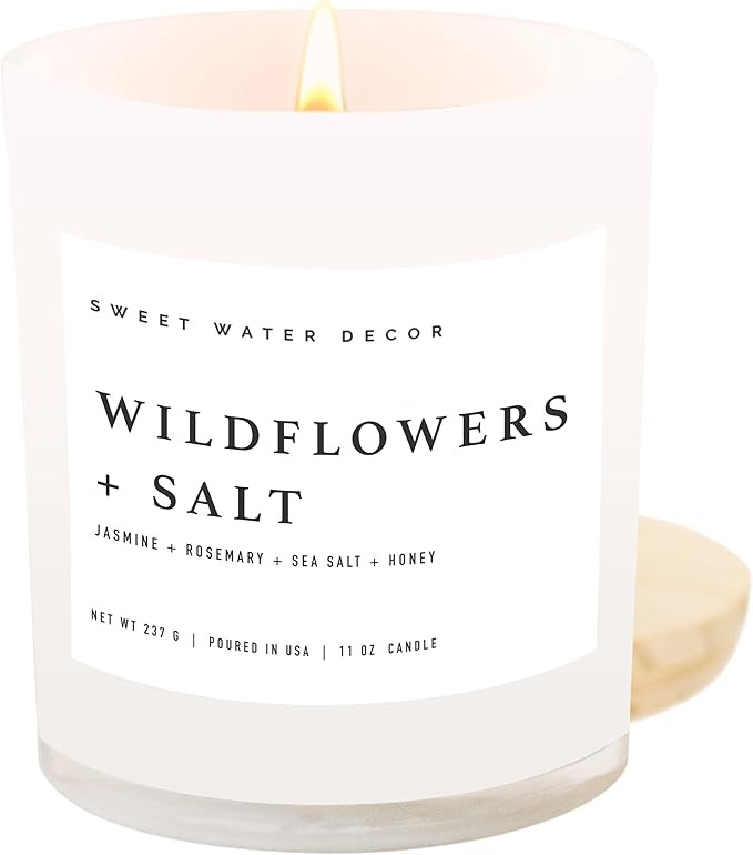 Sweet Water Decor Wildflowers and Salt Soy Candle - Jasmine, Rosemary, Sea Salt, and Honey Scente... | Amazon (US)